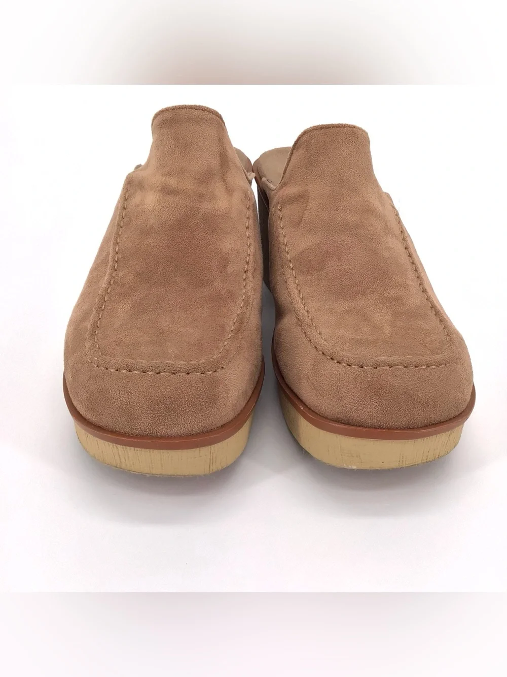 Pierre Dumas Women's Taupe Suede Closed-Toe Slide Mules Clogs Size 8.5